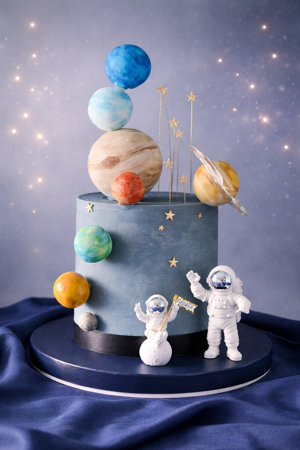 Space planets themed celebration cake, Essex